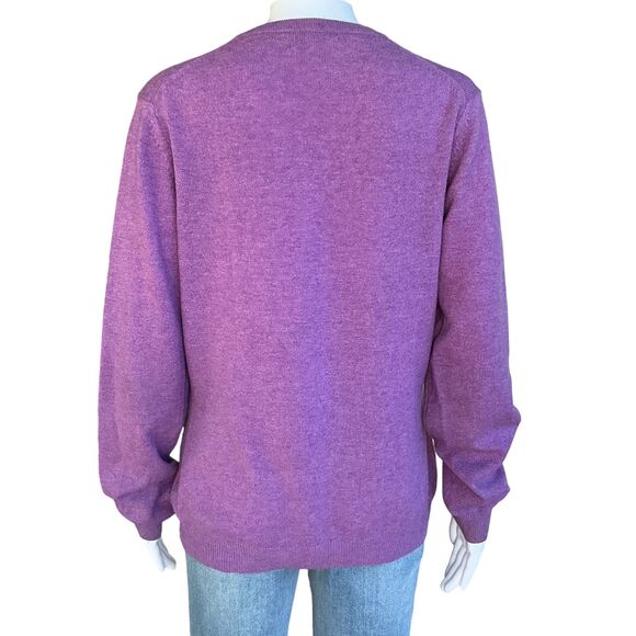 Bobby Jones Cashmere Merino Sweater Womens Size L Purple V-Neck Golf Old Money - Picture 9 of 14